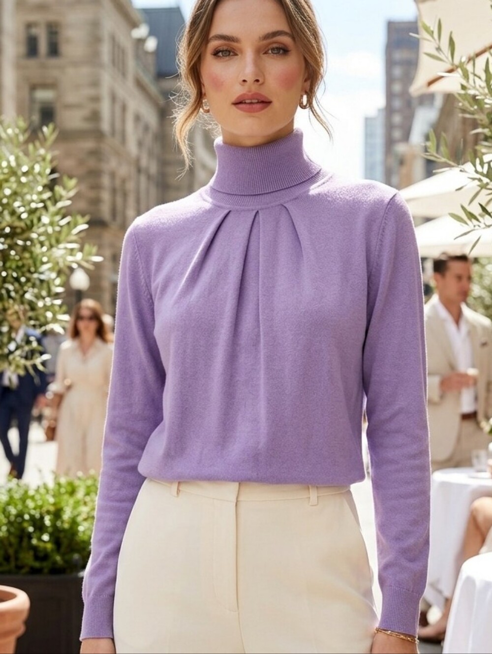 Jones New York Lavender Ribbed Turtleneck